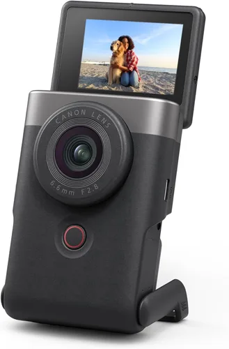 Canon PowerShot V10 Cámara, Cámara Compacta Creadora de Contenido para Vlog, Lente Gran Angular Fijo de 19mm, Video 4K, Detección de Rostro, Plateado