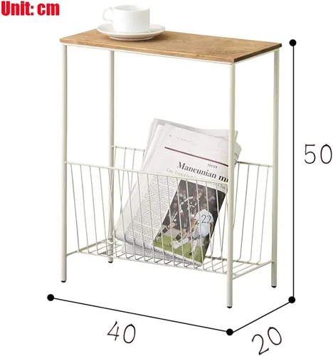 Miniatura 3 de WFF - Mesa de café portátil para el sofá, mini estante, mesa de café para salón, madera maciza/metal (color: A)