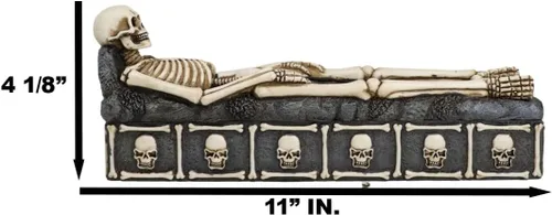 Miniatura 2 de Ebros Gift Ossuary - Esqueleto escalofriante de hueso macabro, descansa en paz, lápida, cementerio, incienso, soporte para quemador y caja