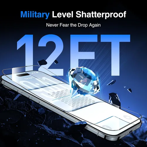Miniatura 3 de KUZOOM Paquete de 2 protectores de pantalla HD para iPhone 17/16 Pro [6.3 pulgadas], alta definición claridad 9H+ vidrio templado, película