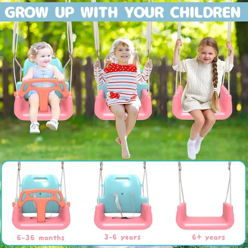 Miniatura 4 de TALECO Gear - Juego de columpios 3 en 1 para patio trasero, columpio de bebé para exteriores/interiores, juego de columpios para niños de 6 meses