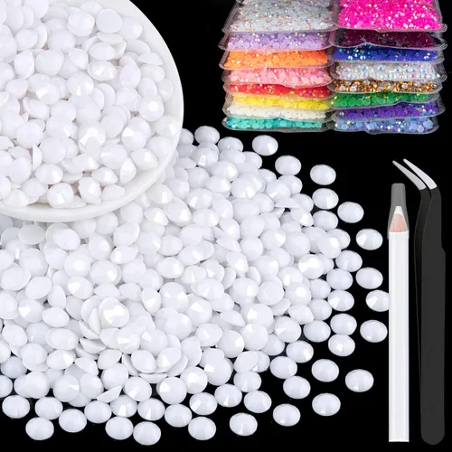 Miniatura 22 de 5000 piezas de diamantes de imitación de resina de 0.118 pulgadas a granel, color verde oscuro AB con parte trasera plana, diamantes de imitación