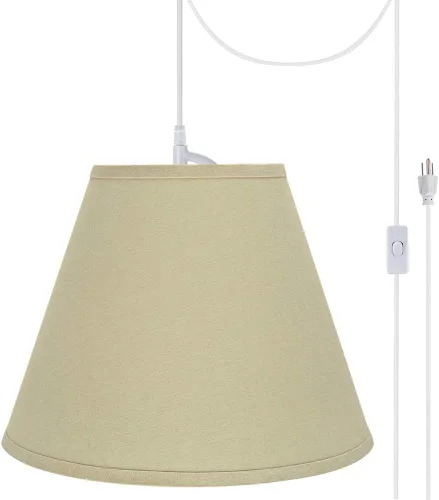 Miniatura 10 de Aspen Creative, 72306-11 - Kit de conversión de luz colgante de techo con pantalla de tela imperio de tapa dura, 14 pulgadas de ancho