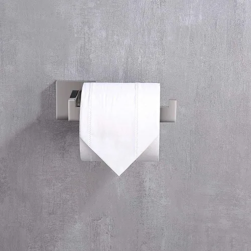 Miniatura 7 de TASTOS Soporte de papel higiénico de cromo pulido SUS304 de acero inoxidable, moderno soporte cuadrado de medio abierto para baño de 5 pulgadas