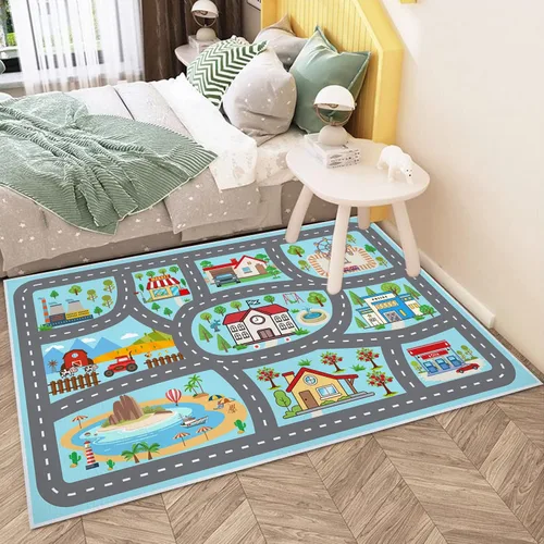 Miniatura 9 de Alfombra para niños, alfombra de coche para niños, tapete de juego, alfombra para coches de juguete para sala de juegos, aula, habitación de niños