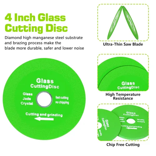 Miniatura 3 de Disco de corte de vidrio para amoladora angular de 4-1/2 pulgadas, 5 unidades de disco de corte de diamante de cerámica de vidrio de 7/8 pulgadas
