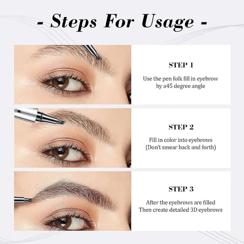 Miniatura 6 de Lápiz de cejas Microblading de 4 puntos para levantar cejas y arrebatar, maquillaje de ojos de larga duración, impermeable, cabello natural