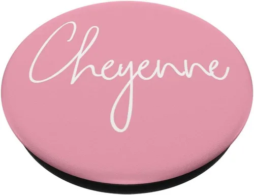 Miniatura 2 de Cheyenne Name Personalized Name White on Pink - Cheyenne - PopSockets Grip and Stand para teléfonos y tabletas, Negro