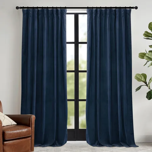 Miniatura 37 de RYB HOME Cortinas elegantes de terciopelo verde de 108 pulgadas de largo, bloqueo de luz, aislamiento térmico, elegantes cortinas de terciopelo