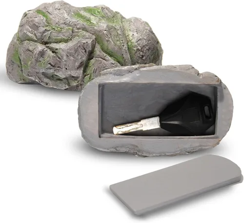 Miniatura 3 de Fake Rock Key Hider Weather Safe Storage Decorative Resin Hide A Keychain for Outdoor Patio Light Gray