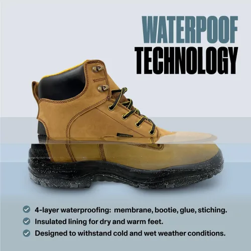 Miniatura 2 de EVER BOOTS ULTRA DRY Botas de trabajo de senderismo impermeables para hombre, zapatos ligeros de cuero de utilidad, botas tácticas militares al aire