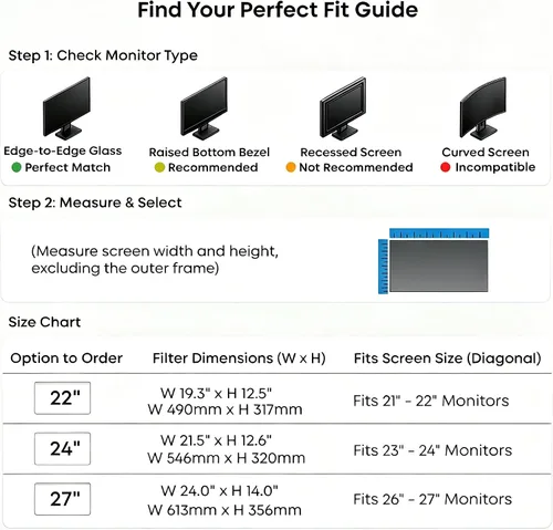 Miniatura 6 de Pantalla de privacidad colgante de 22 pulgadas para monitor, se adapta a pantallas 16:9 sin marco de 21 a 22 pulgadas, antiespía ±28°, luz azul