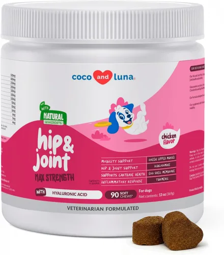 Suplemento de cadera y articulaciones para perros, con colágeno, glucosamina para perros, aceite de pescado, soporte de cadera y articulaciones,
