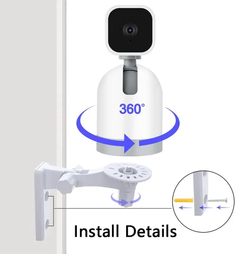 Miniatura 4 de Soporte de pared compatible con WYZE Cam Pan V3/V4/V2 Blink Mini Pan-Tilt Cam, soporte de pared de seguridad ajustable con rotación de 180 grados, 1
