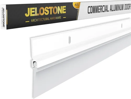 Miniatura 6 de Paquete de 2 - Barredor de fondo para puerta comercial, aluminio resistente, clasificado para fuego, inserción de vinilo, JS-NV307, ideal para uso
