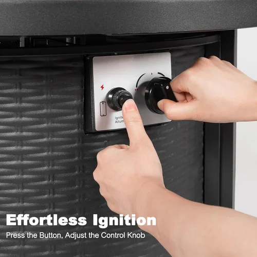 Miniatura 8 de Nuu Garden Mesa redonda de propano de 30 pulgadas para exteriores, con certificación CSA, hoguera de gas 2 en 1 con marco de metal en relieve