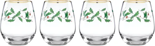 Miniatura 11 de Lenox Vasos altos con diseño navideño, copas para vino, Set de 4, 16 onzas, Transparente