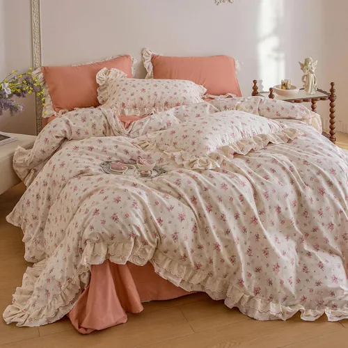 Miniatura 36 de Polka Dot Twin XL Duvet Cover Pink Zipper Twin XL Comforter Cover Cotton Double Gauze Cute Soft Duvet Cover Set with 2 Pillowcases Boho Girls