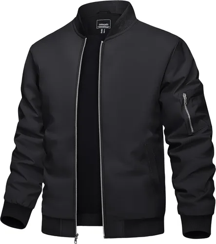 TACVASEN Chaqueta bomber para hombre, ligera, casual, primavera, otoño, cortavientos, con cremallera y bolsillo