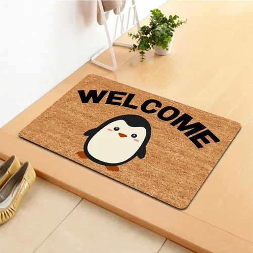 Miniatura 4 de Divertida alfombra de bienvenida para entrada de interior y porche, diseño de pingüinos de bienvenida, diseño de animales, tapete para decoración