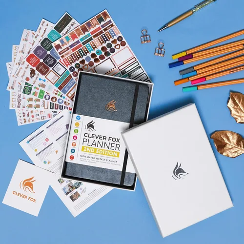 Miniatura 7 de Clever Fox Planner 2ª edición – Agenda semanal y mensual colorida para objetivos, seguimiento de hábitos, manejo de tiempo y organizador de Plateado