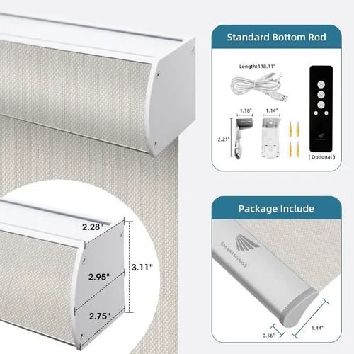 Miniatura 8 de SmartWings Persianas Enrollables Inteligentes Motorizadas con Filtro de Luz, Persianas Eléctricas con Control Remoto para Ventanas Compatibles