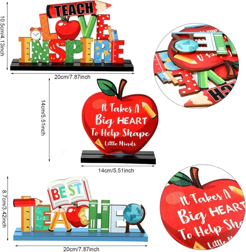 Miniatura 5 de Jetec Paquete de 3 centros de mesa de agradecimiento para maestros, decoración de mesa para estudiantes a profesores, graduación, decoración