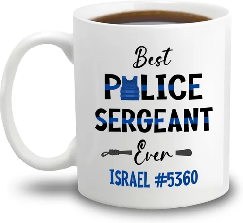 Miniatura 24 de Taza de café personalizada con nombre de oficial de policía en progreso, con nombre de oficial de policía estudiantil, taza de cerámica blanca