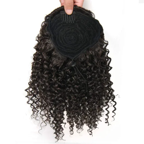 Miniatura 6 de Extensión de cola de caballo corta afro rizada para cola de caballo afroamericana, extensión de cola de caballo sintética afro rizada para mujeres