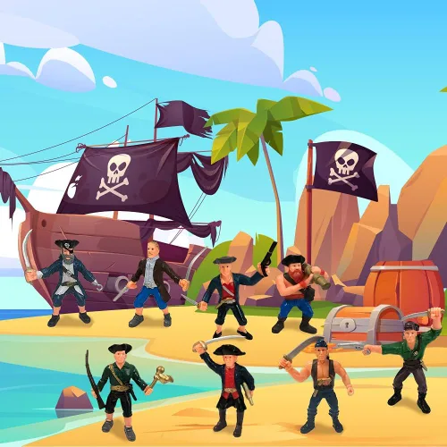 Miniatura 4 de ArtCreativity Juego de figuras de acción pirata para niños, 3.5 pulgadas, plástico en posturas surtidas, paquete de 8