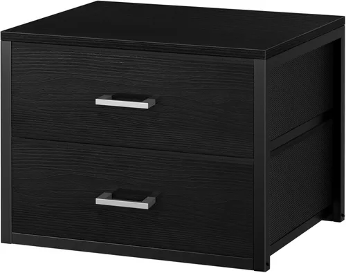 Miniatura 10 de BOLUO Cajones de Almacenamiento Apilables Organizadores de Armario y Almacenamiento de Tela Negro Cómoda de 2 Cajones para Dormitorio Moderno