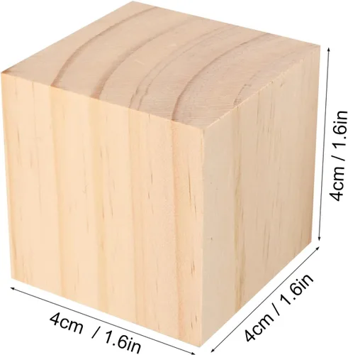 Miniatura 2 de 72 paquetes de bloques de madera para manualidades, cubos de madera de pino de 1.57 pulgadas, cubos de madera de 4 x 4 x 4 cm para pintar, estampar