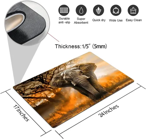 Miniatura 2 de Alfombra de baño de elefante africano naranja, antideslizante, lavable, para ducha, bañera, 17 x 24 pulgadas