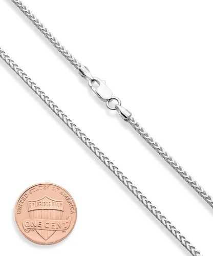 Miniatura 3 de Miabella Solid 925 Sterling Silver Italian 2mm Franco Square Box Link Chain Necklace for Men Women Made in Italy