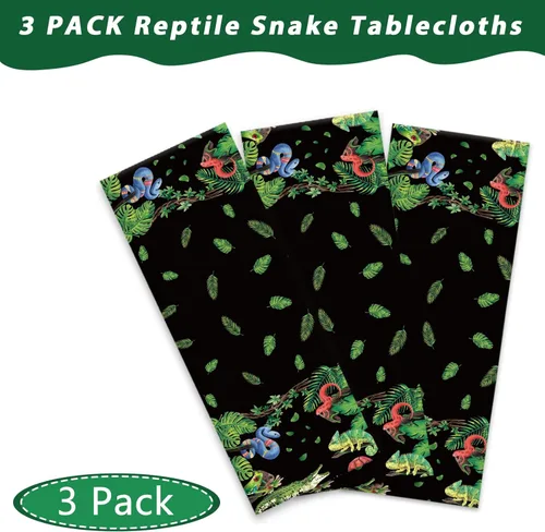 Miniatura 4 de 3 manteles de reptiles para decoración de fiesta de cumpleaños de reptiles, suministros de verano, serpientes, lagarto, reptiles, pantano