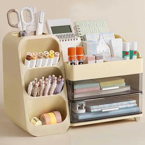Miniatura 9 de HBlife Desk Organizer with Pen Pencil Holder for Desk, Pen Organizer with 2 Drawers, Desk Organizers and Accessories with 4 Compartments, Desktop