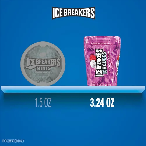 Miniatura 4 de ICE BREAKERS Ice Cubes - Botellas de goma de mascar sin azúcar con sabor a sorbete de frambuesa, 3.24 onzas (6 unidades, 40 piezas)