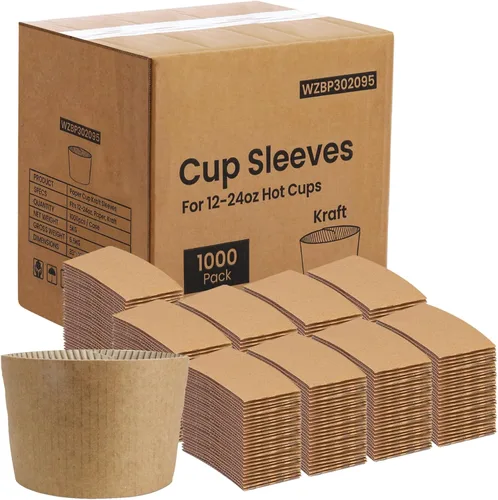 Miniatura 8 de FMP Brands Paquete de 50 fundas de papel de Navidad para tazas de café, fundas desechables de café navideñas para tazas de café desechables de 12