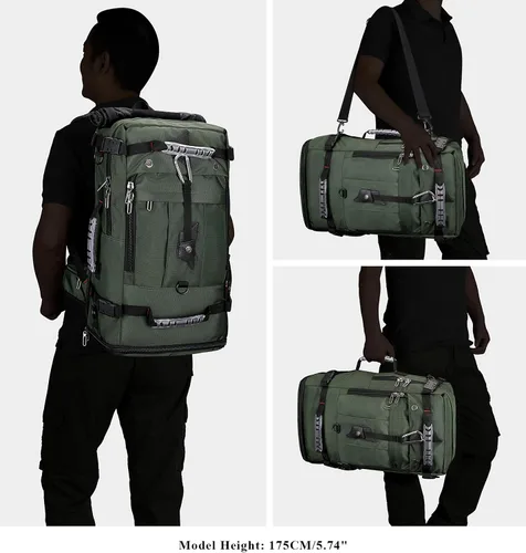 Miniatura 2 de WITZMAN Mochila de viaje para hombre, bolsa de equipaje grande de lona para portátil de 17 pulgadas, bolsas de mano para avión (B681 verde militar)