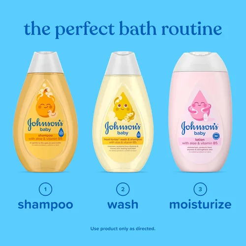Miniatura 6 de Champú Johnson's Baby con aloe vera y vitamina B5, sin lágrimas, Esenciales para recién nacidos, Sin parabenos ni sulfatos añadidos, Hipoalergénico