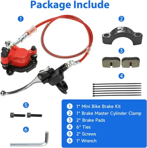 Miniatura 9 de YOXUFA Kit de Frenos Hidráulicos para Mini Bicicleta con Rotor de Freno de Disco Trasero de 180mm Reemplazo para Baja Doodle Bug DB30 Blitz Dirt Bug