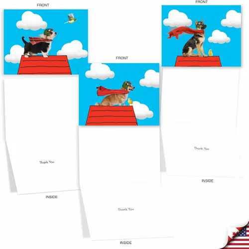 Miniatura 4 de The Best Card Company Juego de 10 notas de agradecimiento surtidas de 4 x 5.12 pulgadas con sobres (10 diseños, 1 cada uno) COMICAL CANINES: 10