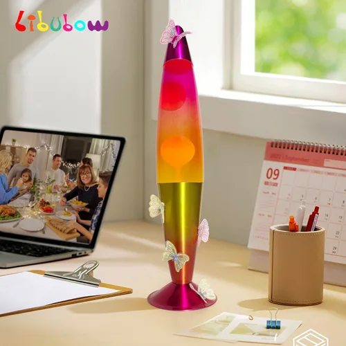 Miniatura 2 de Lámpara de movimiento arcoíris de 16 pulgadas con bordado de mariposa, 2 bombillas, lámpara de mariposa con iluminación de estado de ánimo, luz
