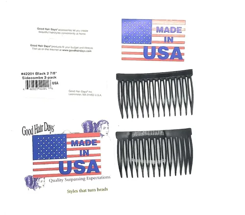 Miniatura 4 de Good Hair Days Peines laterales de Estados Unidos, diseño curvado negro de 14 dientes, buen agarre de 3 x 1.7 pulgadas, decorativas, pinzas de pelo