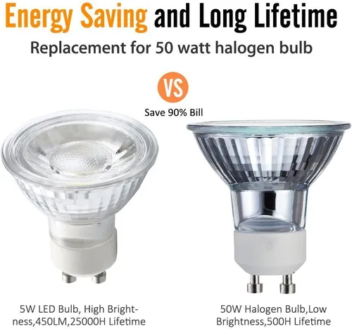 Miniatura 3 de Bombillas LED GU10 de 5 W, 120 V, luz blanca regulable de 6000 K, cubierta de vidrio, equivalente a bombillas halógenas GU10 de 50 W, luz LED ultra