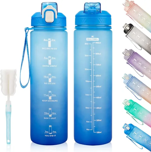 Miniatura 8 de YC Kitchen - Botella de agua motivacional con marcador de tiempo - Botellas de agua de 32 onzas con horarios para beber, botella de agua deportiva a