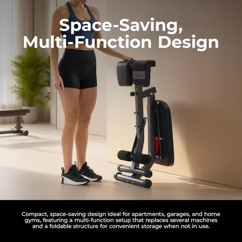 Miniatura 6 de Sunny Health & Fitness Multi-Function Roman Chair with Dip Station & Sit-Up Bench, Adjustable Heavy-Duty Strength Training Equipment for Glutes