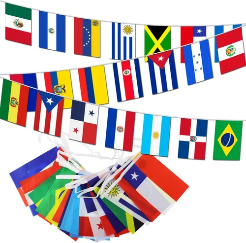 Miniatura 18 de Banderín de bandera de Colombia – 38 banderas, 42 pies, pequeñas banderas colombianas para decoración del país, escuela, fiesta, eventos deportivos