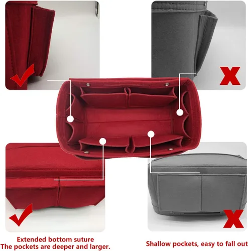 Miniatura 12 de LEXSION Organizador de fieltro para bolso – Bolsa de bolsillo múltiple en bolsa organizadora