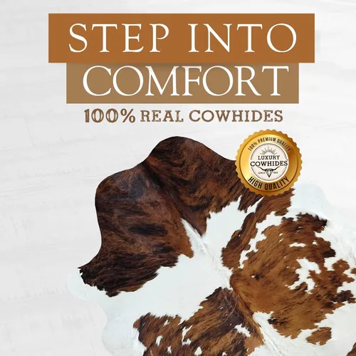 Miniatura 3 de Sunshine Cowhides Alfombra de piel de vaca tricolor 100% auténtica, alfombra de estilo moderno de piel de animal y alfombra para suelo para sala